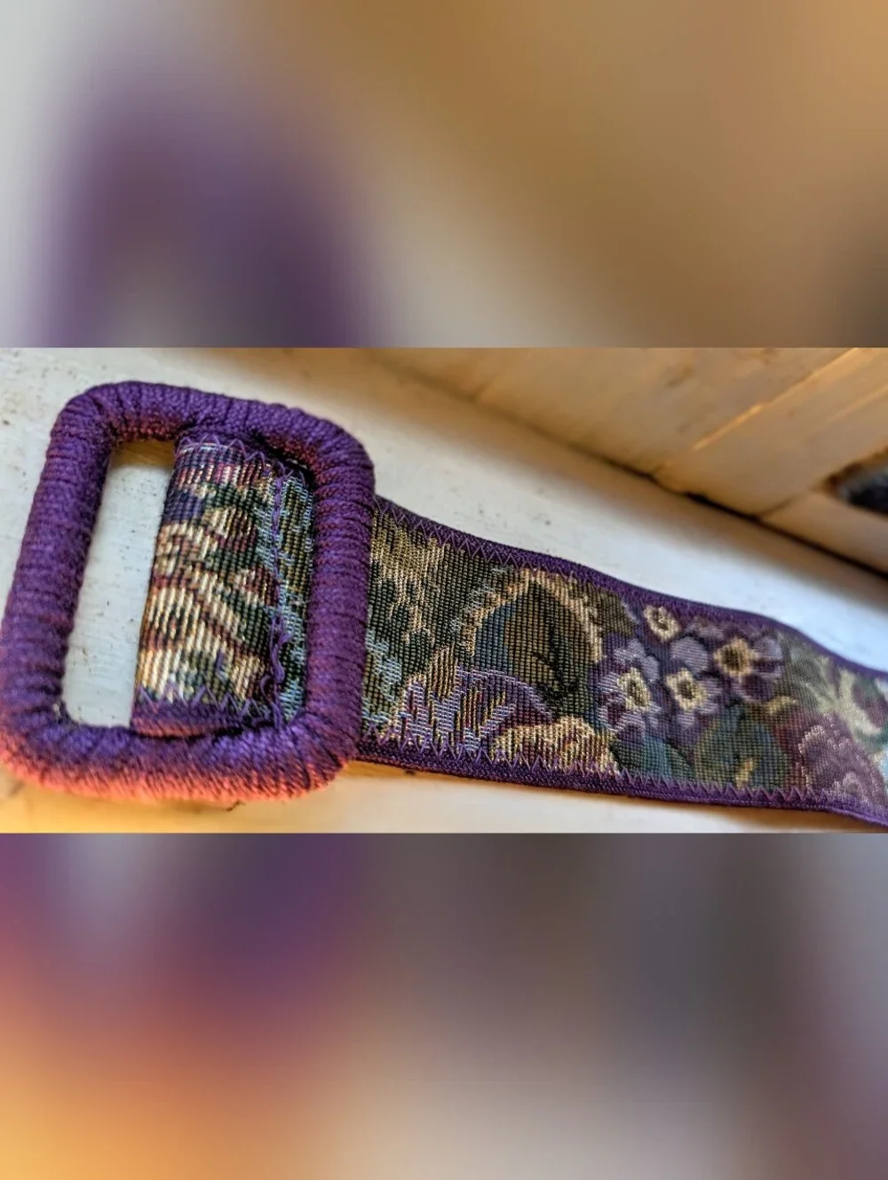 Purple Floral Tapestry Botanical Waist Belt Fairycore Boho Accessories - Picture 2 of 4